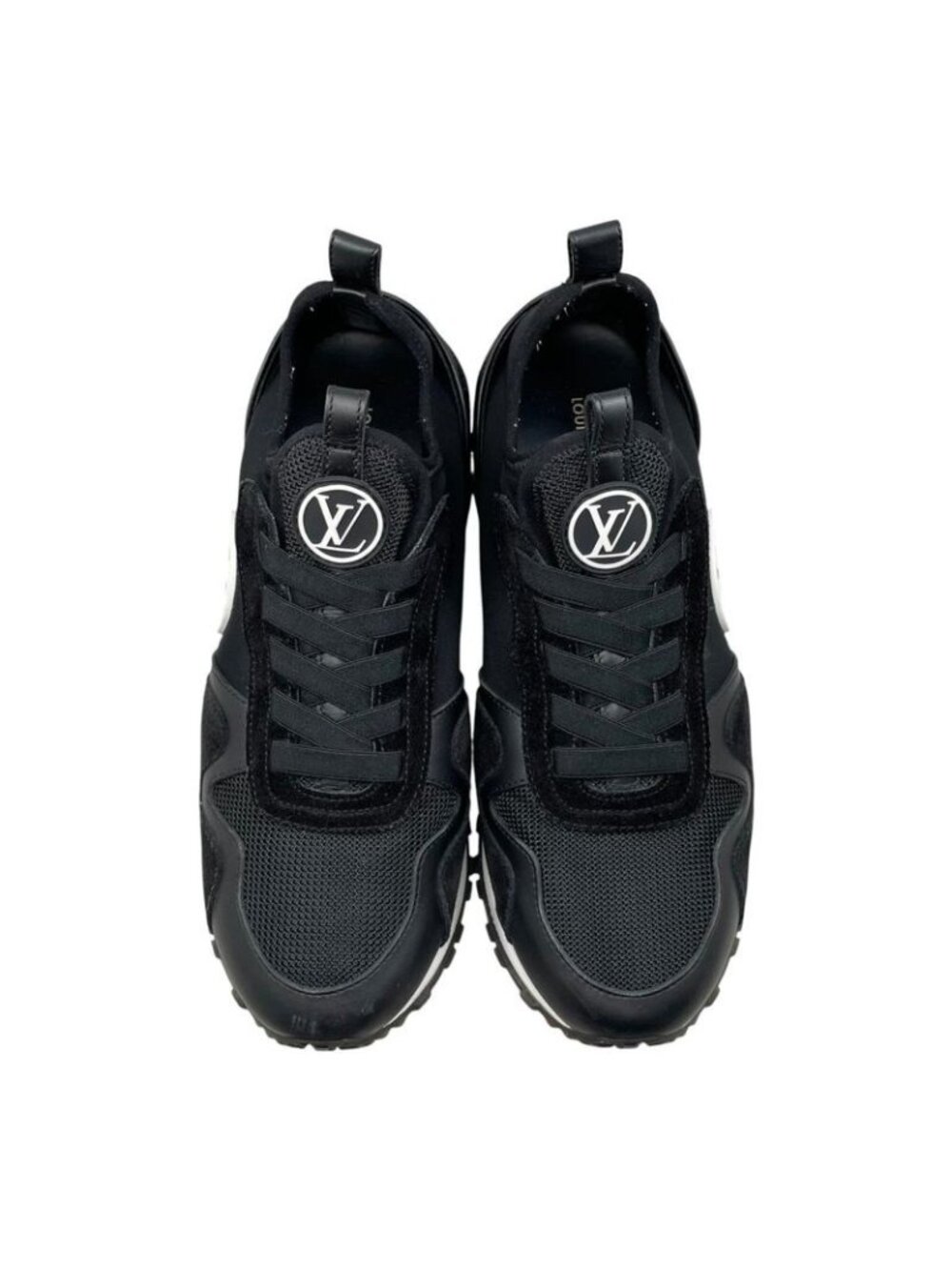 Louis Vuitton Sneakers Run Away 36.5 LV Circle Logo Suede Mesh Black - Picture 5 of 13